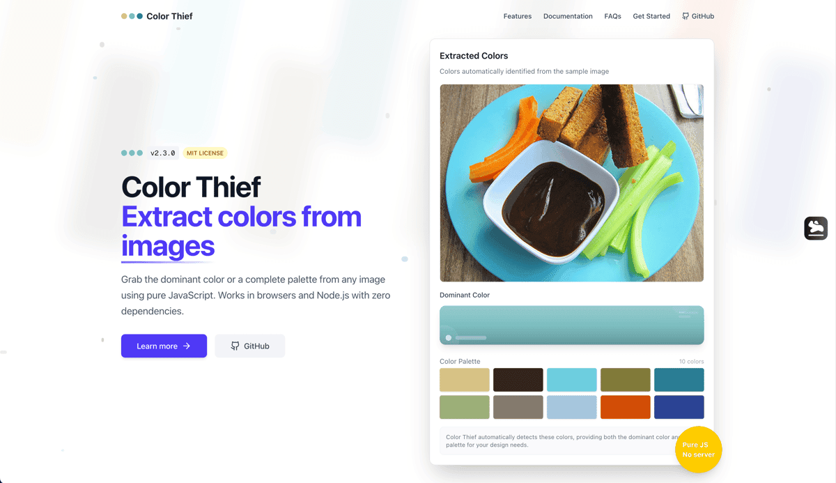 Color Thief - Color Palette Generator landing page screenshot