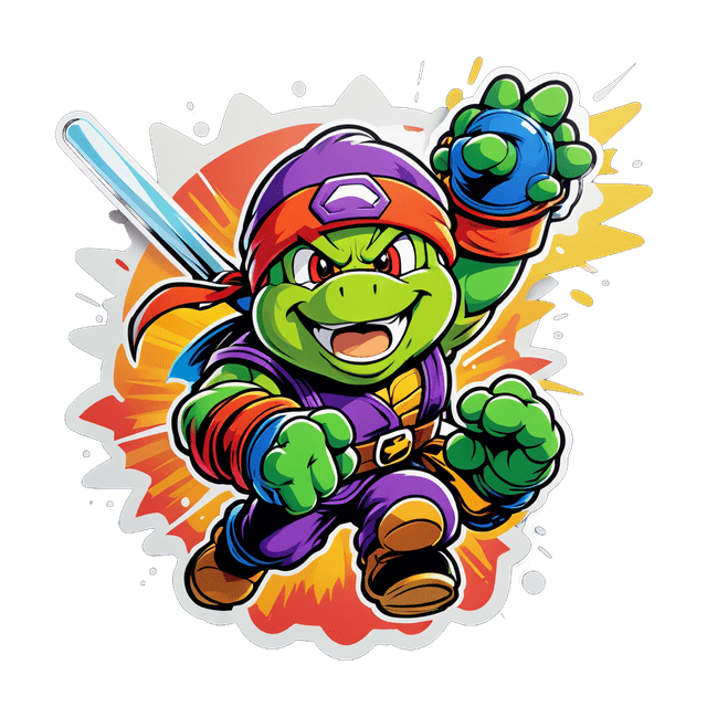 ninja turtle fighting super mario